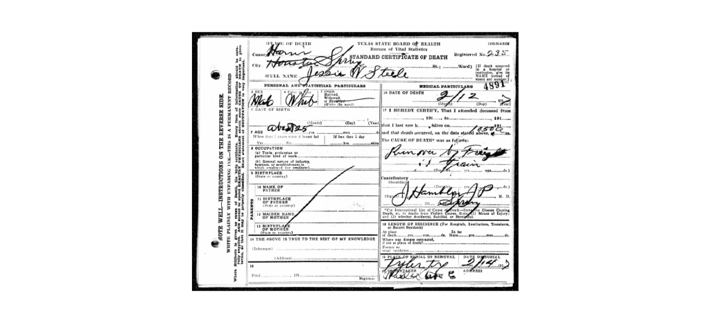 Jessee Steele Death Certificate